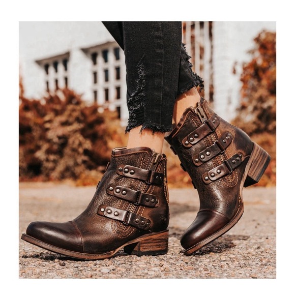 freebird Shoes - Freebird Brown Leather Grecko Ankle Boot Sz 10